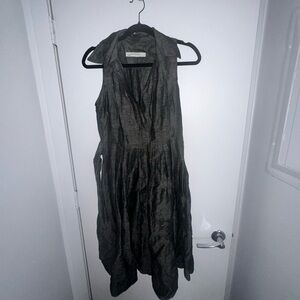 Zara Sleeveless Midi Dress in Charcoal Gray